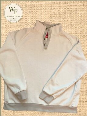 Southern Proper Men’s Large Cream/Gray Snap Neck Pullover Sweatshirt